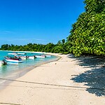 Bharatpur Beach on Shaheed Dweep with a scenic tropical coastline in Andaman