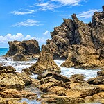 Scenic coastline and tropical surroundings of Hutbay in Little Andaman