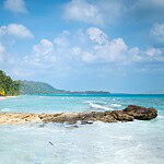 Kalapathar Beach on Swaraj Dweep showing beautiful coastal scenery in the Andaman Islands