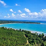 Pristine coastal landscape of the Nicobar Islands with tropical vegetation and sea views