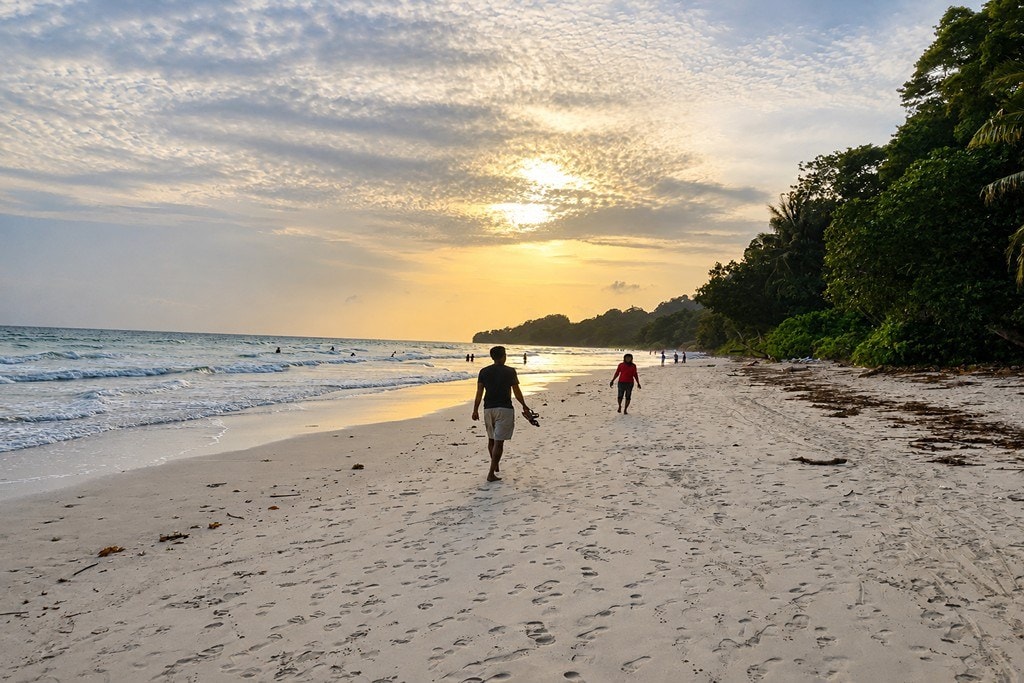 Radhanagar Beach on Havelock Island during a scenic beach holiday in Andaman