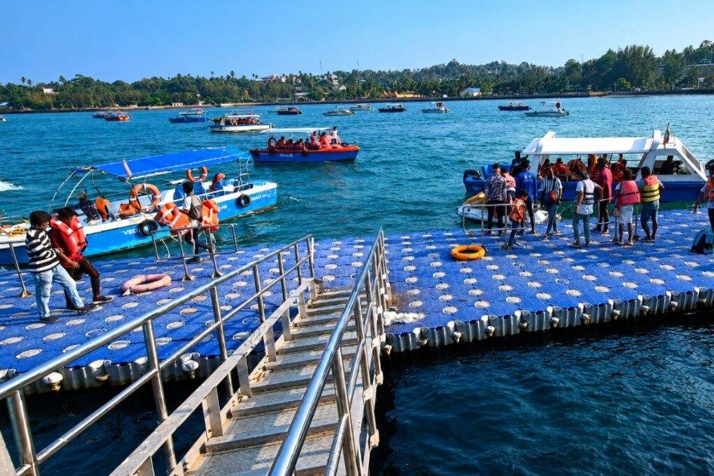 Sea view from Rajiv Gandhi Water Sports Complex in Port Blair with boats and waterfront surroundings