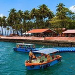 Ross Island near Port Blair, a famous heritage island and tourist attraction in Andaman