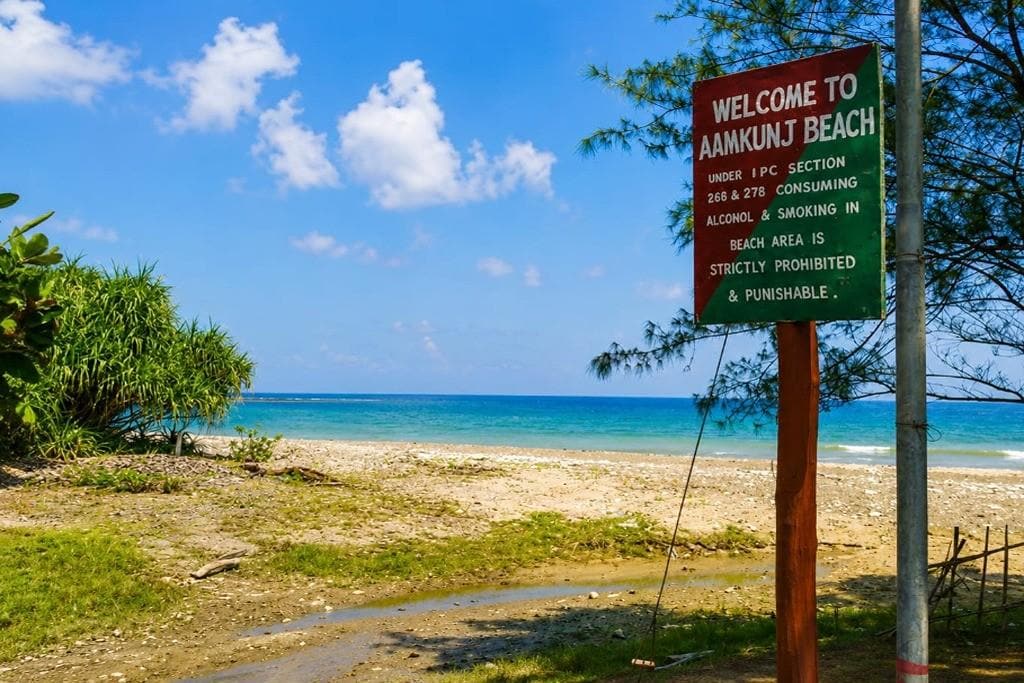 Amkunj Beach in Rangat, Middle Andaman with its peaceful rocky shoreline and eco-friendly beach setting