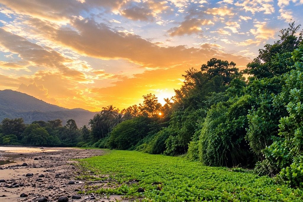 Scenic coastal view of Kalipur Beach near Diglipur with tropical surroundings