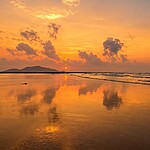 Tropical coastline of Kalipur Beach near Diglipur surrounded by natural greenery