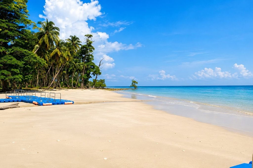 Lalaji Bay Beach with tropical coastal scenery on Long Island, Andaman