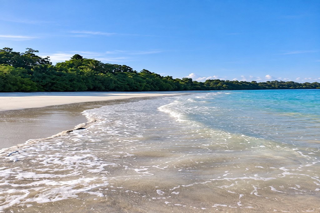 Merk Bay Beach with tropical coastal scenery on Long Island, Andaman