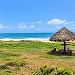Tropical coastal scenery at Ramnagar Beach near Diglipur in North Andaman