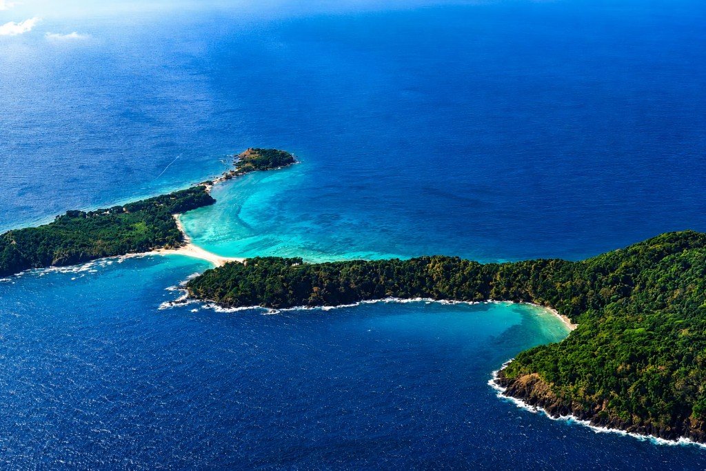 Ross and Smith Islands near Diglipur connected by a natural sandbar in North Andaman