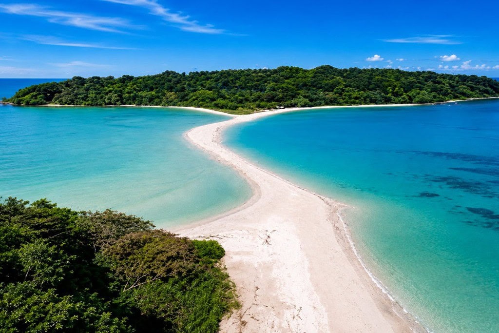 Natural coastal landscape of Ross and Smith Islands near Diglipur in North Andaman