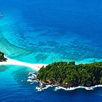Remote tropical landscape of Ross and Smith Islands near Diglipur in North Andaman