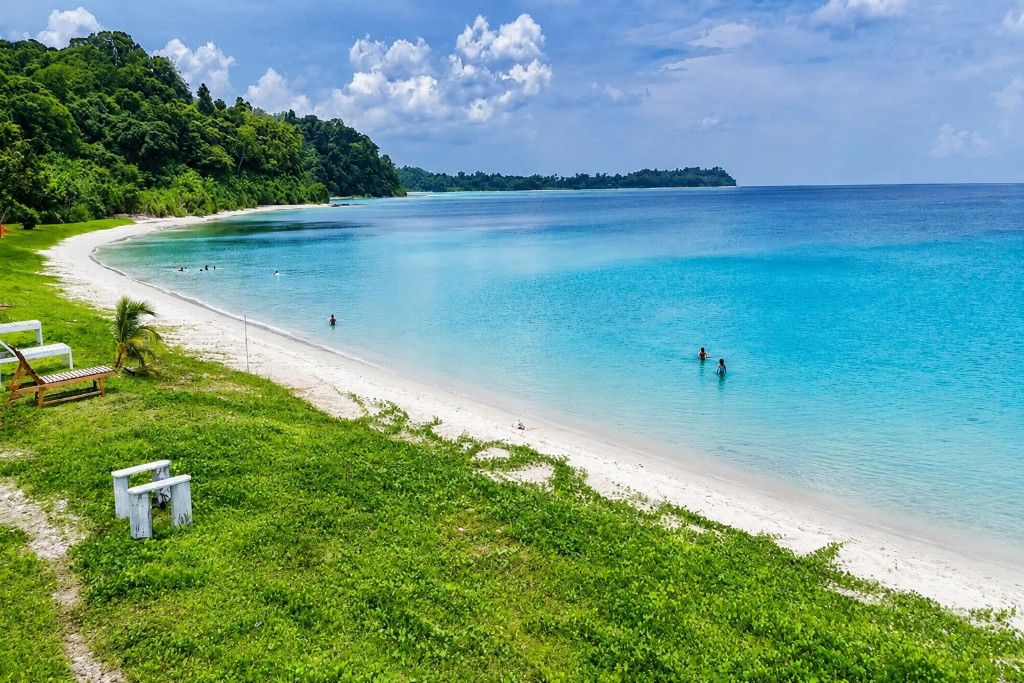 Tropical island scenery at Ross and Smith Islands near Diglipur, North Andaman