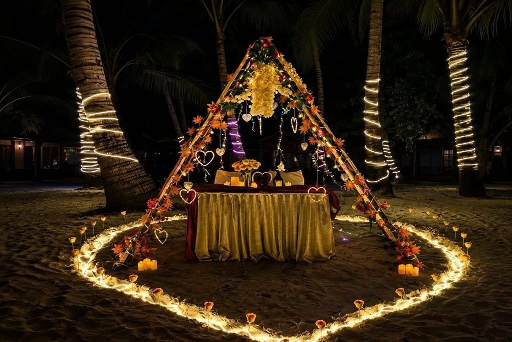 Beach candle light dinner in Andaman for couples