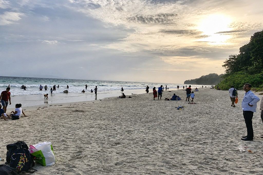 Laxmanpur Beach on Neil Island with a scenic tropical shoreline, a popular destination on an Andaman Nicobar honeymoon trip