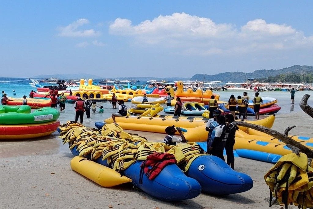 Elephanta Beach near Havelock Island with tropical coastal scenery, visited during an Andaman honeymoon trip