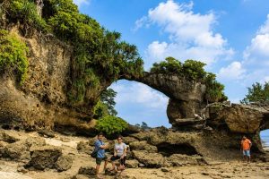 Natural rock formation on Neil Island, a scenic attraction visited during an Andaman honeymoon trip