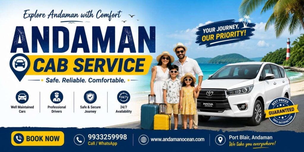 Comfortable Andaman cab service with family, scenic views, and reliable transportation options.
