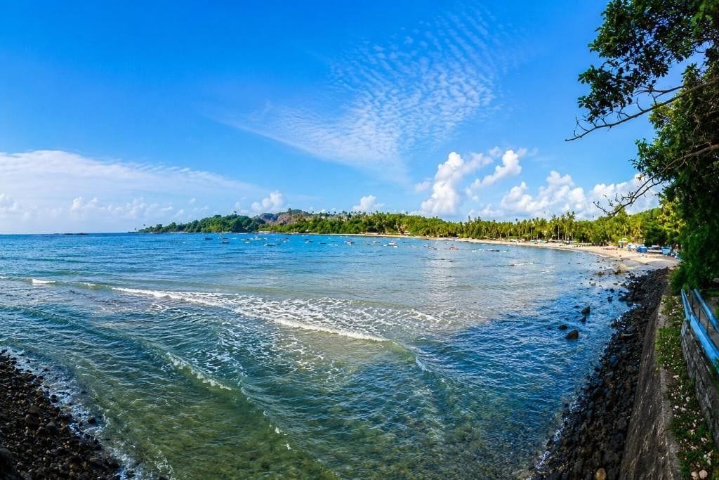 Corbyn’s Cove Beach in Port Blair with sandy shoreline, blue sea, and tropical coastal scenery in the Andaman Islands