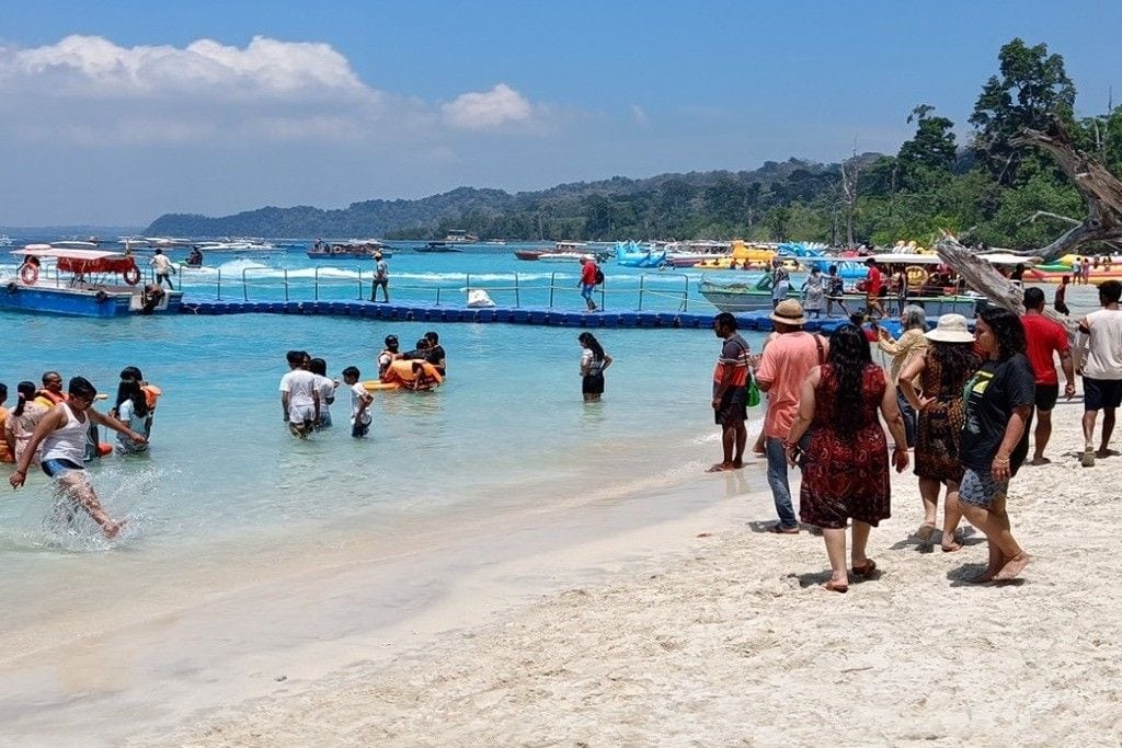 Elephanta Beach near Havelock Island, Andaman Islands, visited during an Andaman holiday package from Mumbai
