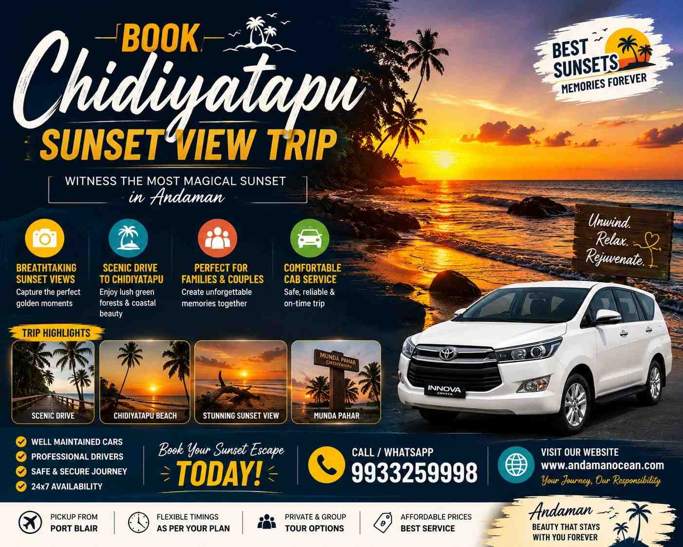 Visitors enjoying the spectacular sunset view at Chidiyatapu Sunset Point in Andaman Islands.