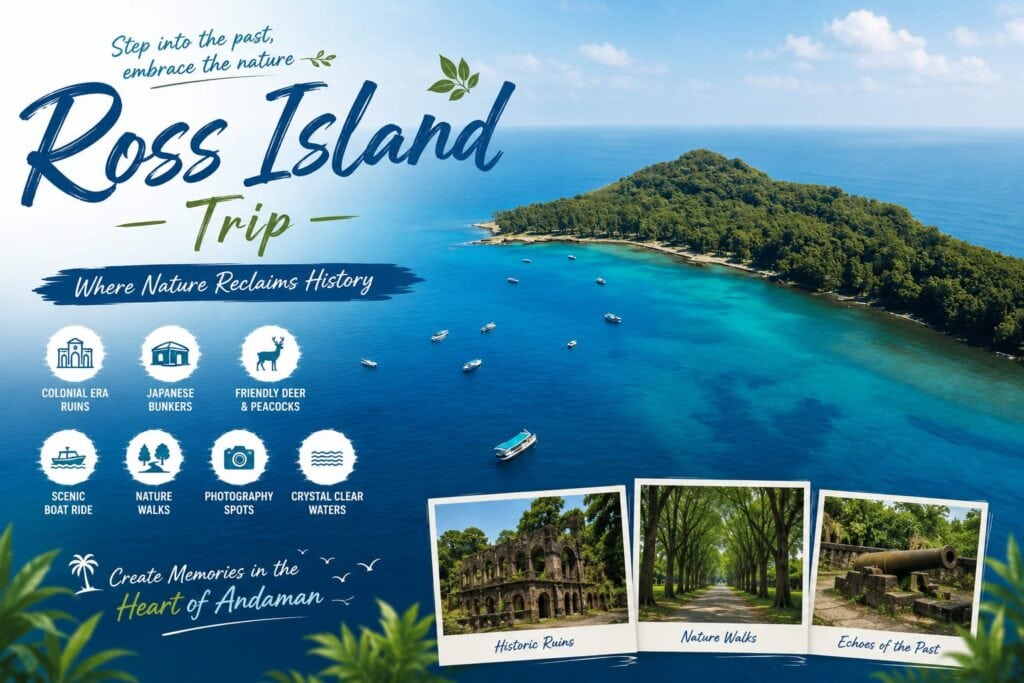 Scenic view of Ross Island with lush greenery and blue waters, perfect for nature lovers.