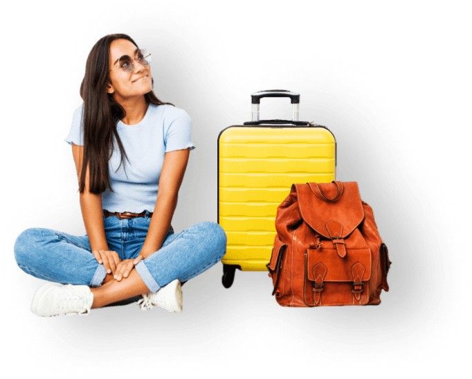 http://Young%20woman%20with%20yellow%20suitcase%20and%20backpack%20ready%20for%20Andaman%20vacation.
