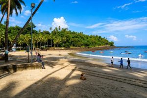 Corbyn's Cove Beach in Port Blair with tropical coastal scenery, a popular stop on a luxury Andaman honeymoon trip