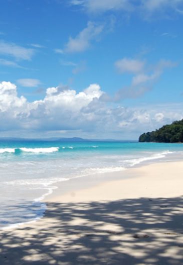 Radhanagar Beach on Havelock Island (Swaraj Dweep), Andaman & Nicobar Islands, known for its white sand, turquoise water, and breathtaking sunsets.