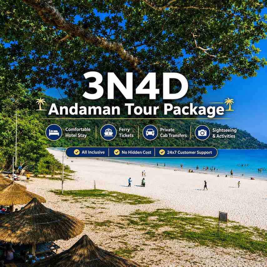 Happy family enjoying the 3 Nights 4 Days Andaman Tour Package with pristine beaches, ferry rides, sightseeing, and comfortable hotels in the Andaman Islands.
