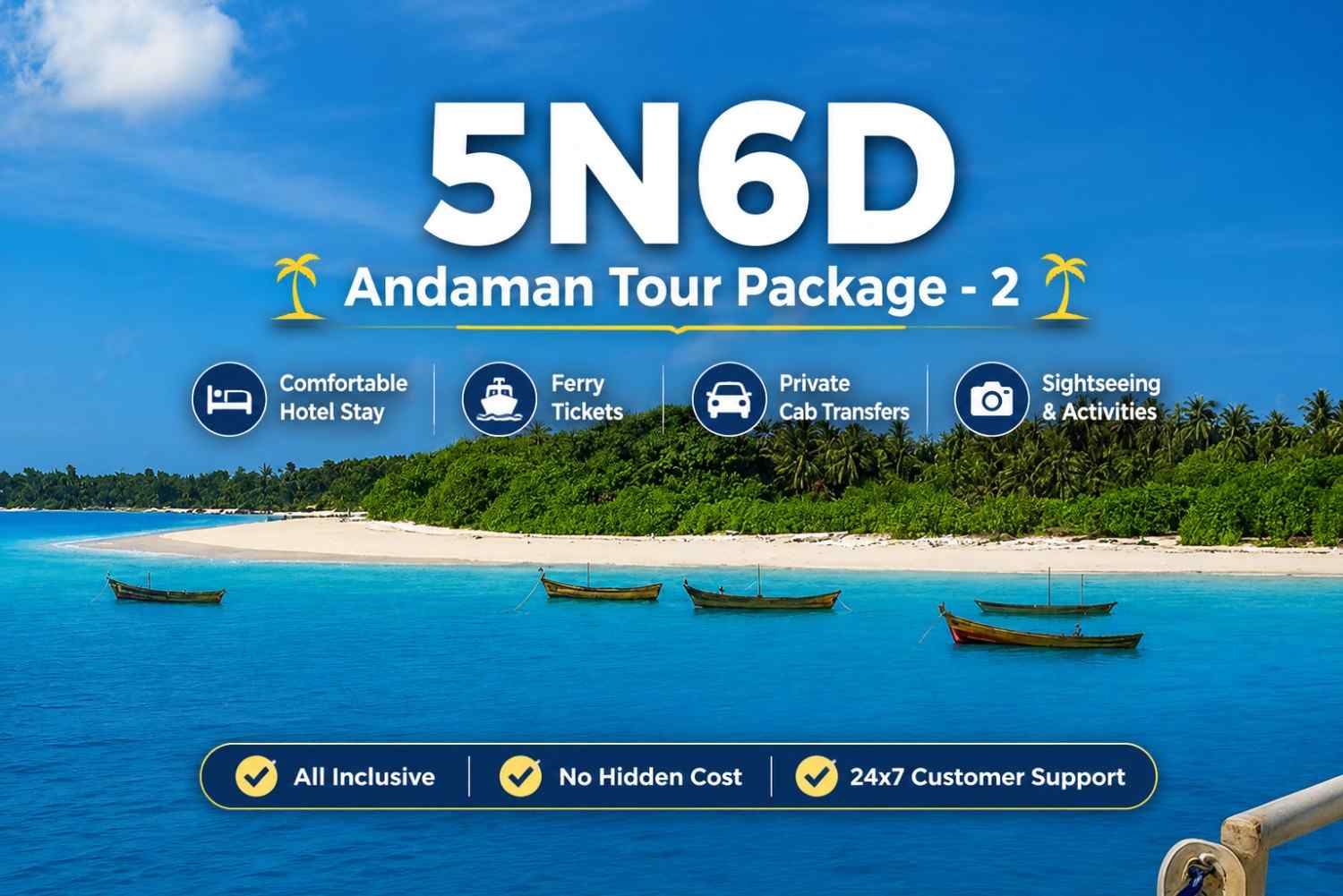 Couple and family enjoying the 5 Nights 6 Days Andaman Tour Package with turquoise beaches, luxury resorts, ferry rides, and island sightseeing in the Andaman Islands.