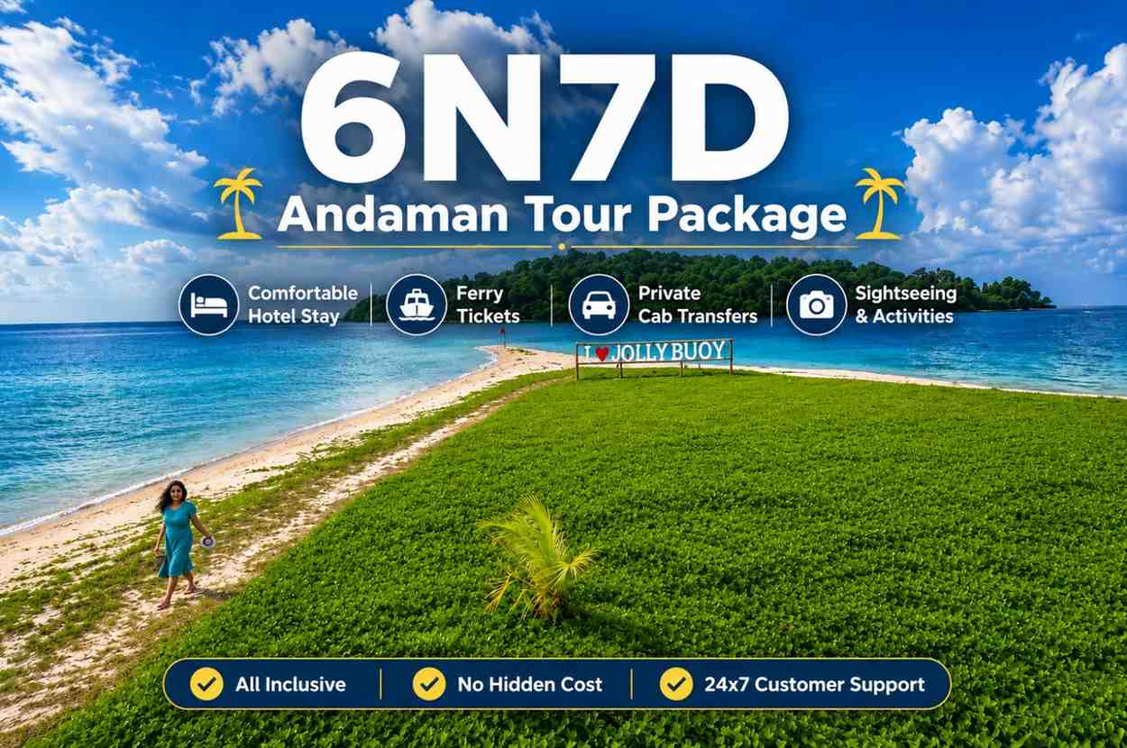 Family enjoying the 6 Nights 7 Days Andaman Tour Package with pristine beaches, ferry rides, sightseeing, water sports, and luxury island resorts in the Andaman Islands.