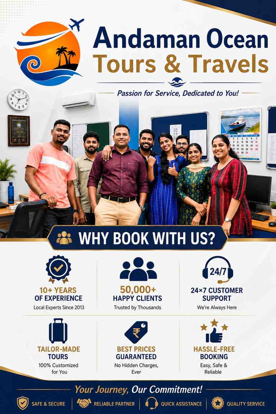 Andaman Ocean Tours & Travels sales team assisting travelers with customized Andaman tour packages, hotel booking, ferry tickets, and holiday planning in Port Blair.