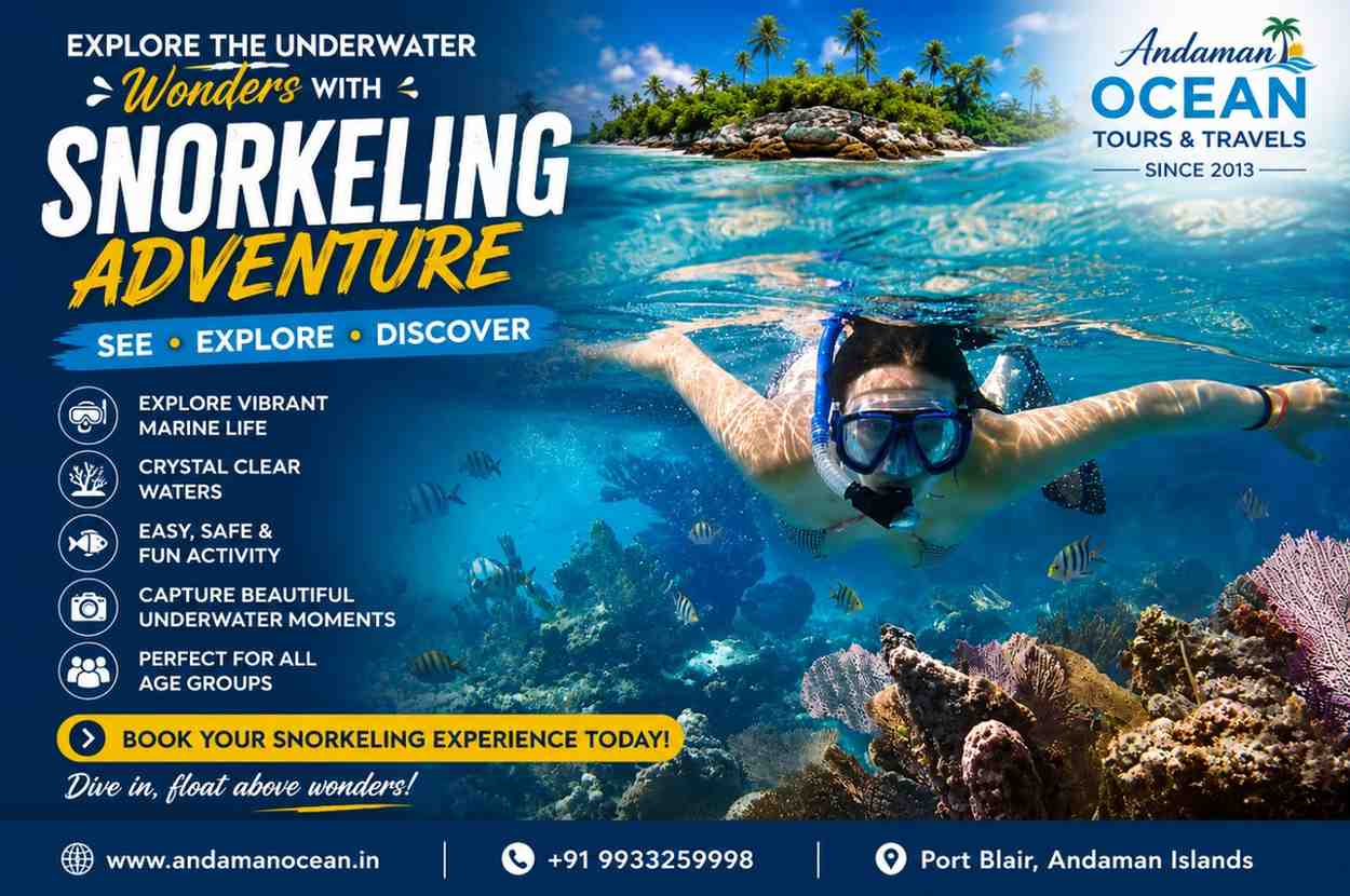Guests enjoying snorkelling in the Andaman Islands, one of the best water activities during an Andaman family tour from Chennai.