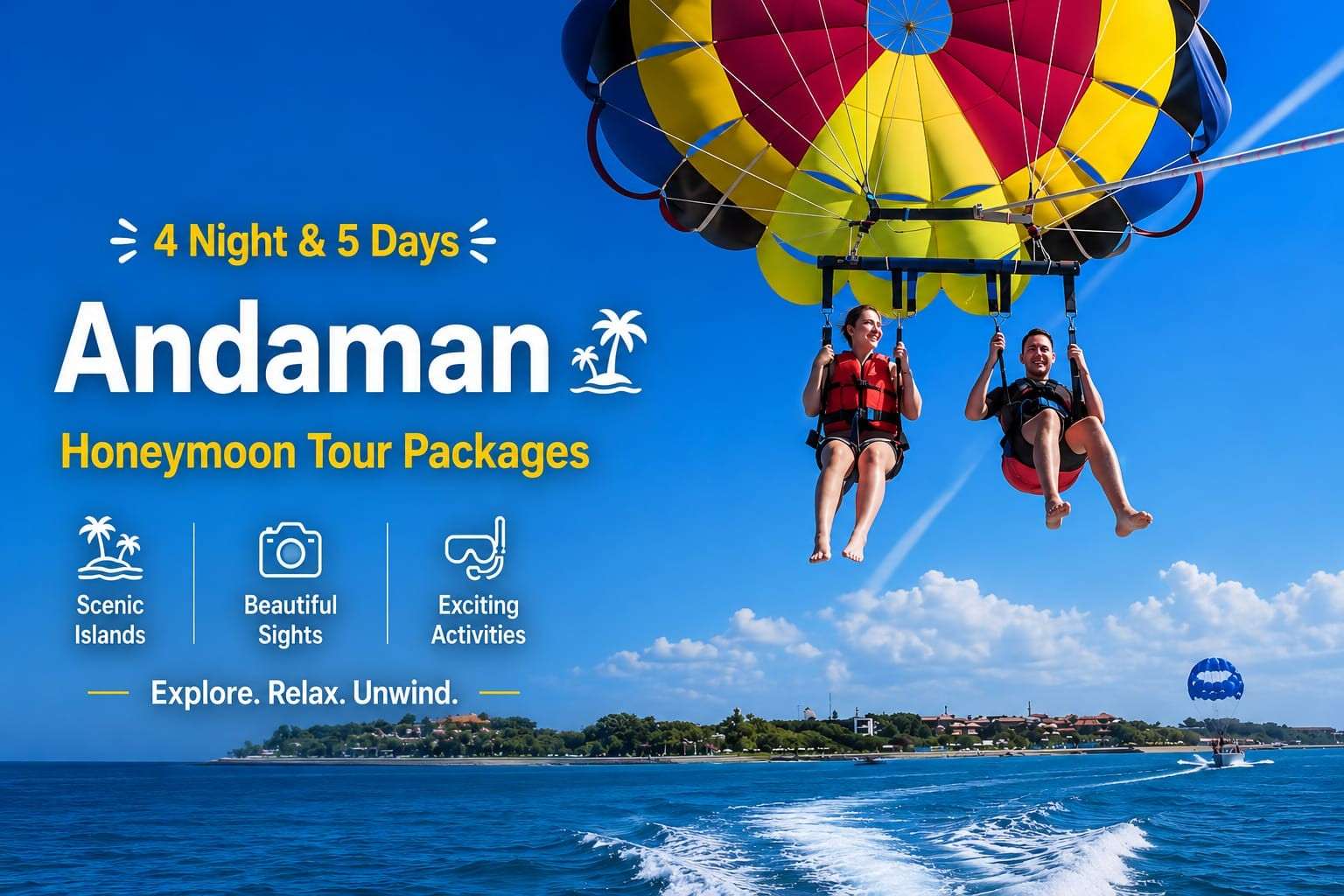 4 Nights and 5 Days Andaman Honeymoon Package for couples exploring romantic beaches, islands, and scenic attractions.