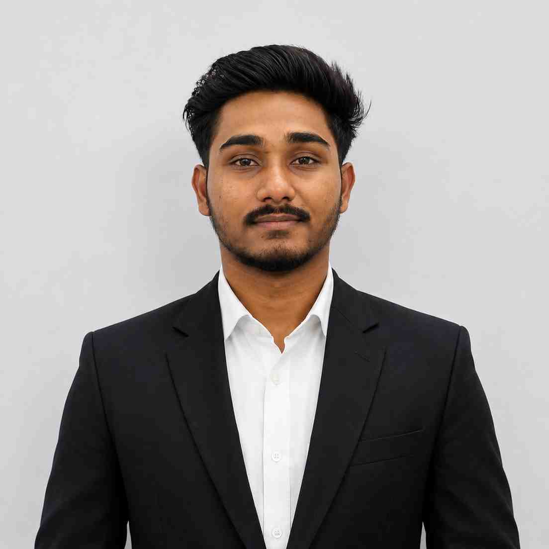 Professional young man in formal suit for business or corporate setting.
