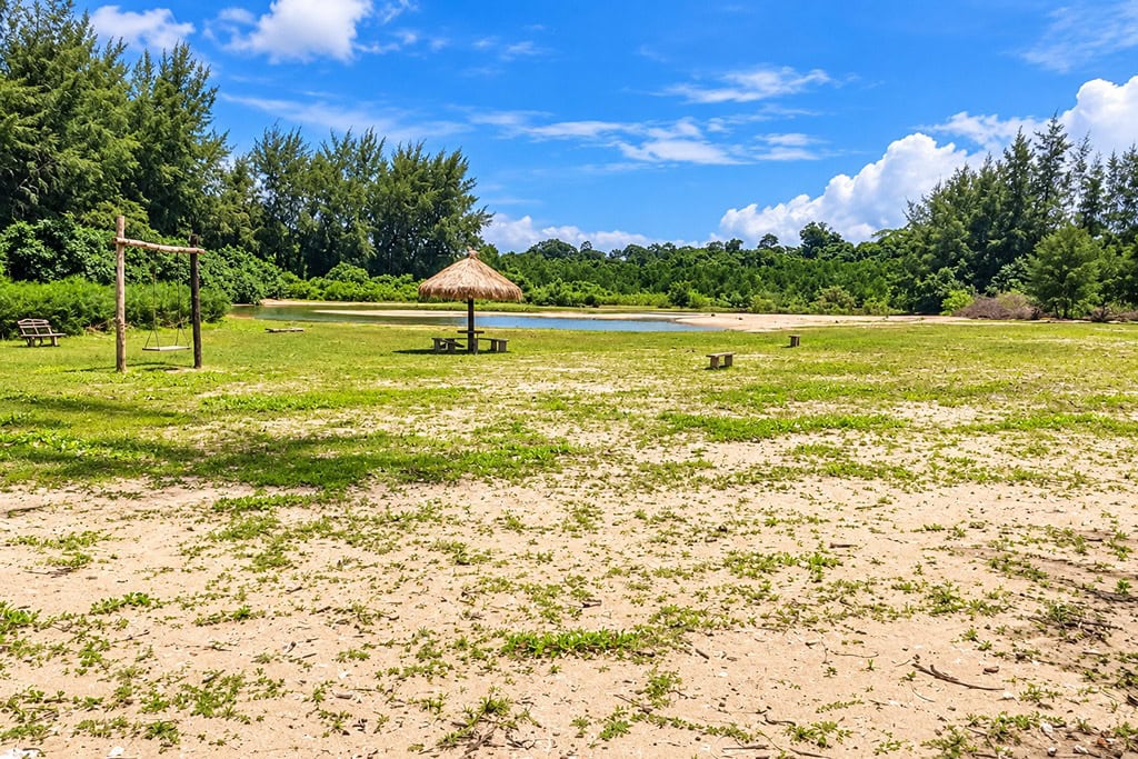 Natural coastal scenery at Baludera Beach in Baratang with tropical vegetation and mangrove surroundings